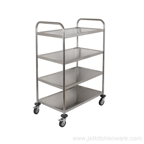 Stainless Steel Round Tube Four Tiers Food Cart